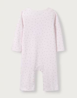 Pink Heart-Print Envelope-Neck Sleepsuit