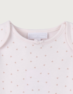 Pink Heart-Print Envelope-Neck Sleepsuit