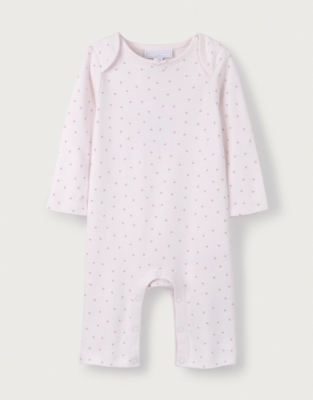 Pink HeartPrint EnvelopeNeck Sleepsuit Baby Sleepwear The White