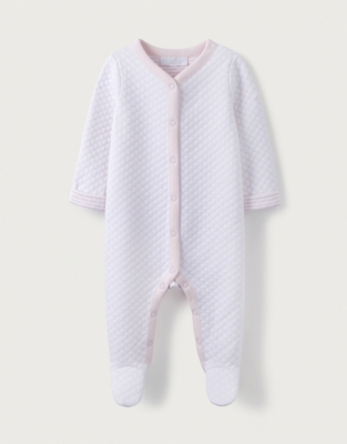 Pink Stripe Quilted Sleepsuit | Baby & Children Sale | The White Company US