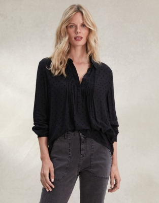 Pintuck Flocked Blouse | All Clothing Sale | The White Company US