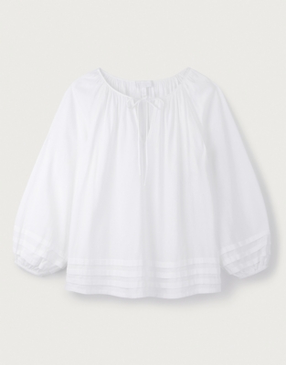 Pintuck Hem Crepe Boho Top