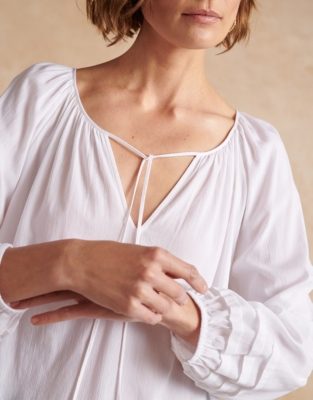 Pintuck Hem Crepe Boho Top