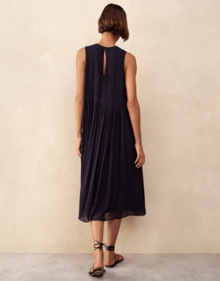 Pintuck Panel Midi Dress
