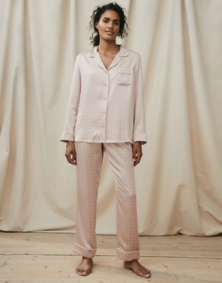 Piped Silk Spot Pyjama Set | Nightwear & Robes Sale | The White Company UK