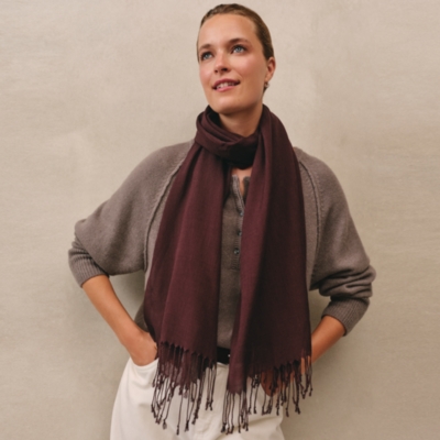 Plain Wool Fringe Scarf with TENCEL™ Modal