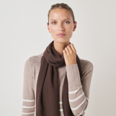 Plain Wool Fringe Scarf with TENCEL™ Modal