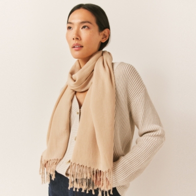 Plain Wool Fringe Scarf with TENCEL™ Modal