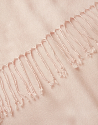 Plain Wool Fringe Scarf with TENCEL™ Modal - Pale Pink