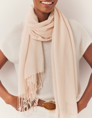 Plain Wool Fringe Scarf with TENCEL™ Modal