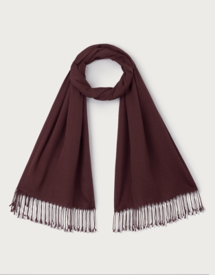 Plain Wool Fringe Scarf with TENCEL™ Modal