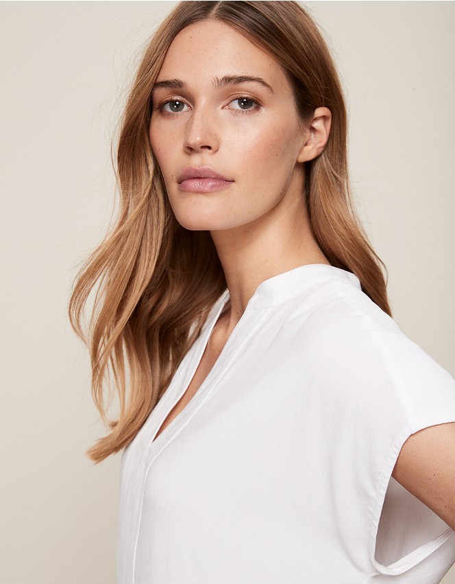 Pleat Front Short Sleeve Blouse | New In Clothing | The White Company UK