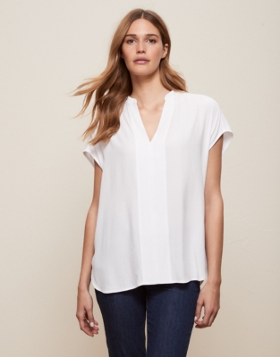 Pleat Front Short Sleeve Blouse | New In Clothing | The White Company UK