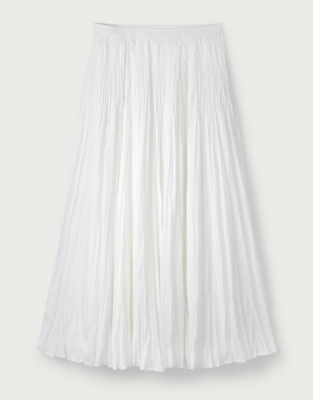 Pleated A-Line Midi Skirt | All Clothing Sale | The White Company US