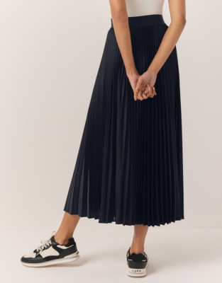 Pleated Midi Skirt - Navy