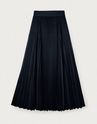 Pleated Midi Skirt - Navy