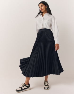 Pleated Midi Skirt - Navy