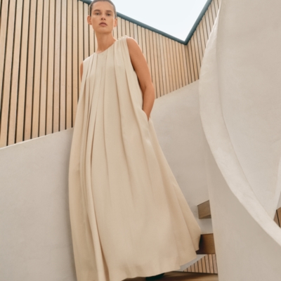 Pleated Sleeveless Maxi Dress