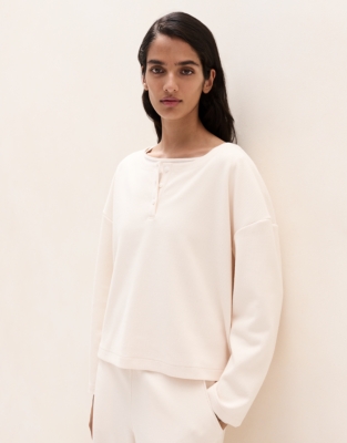 Plush Cord Boxy Henley Top