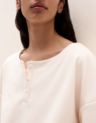 Plush Cord Boxy Henley Top