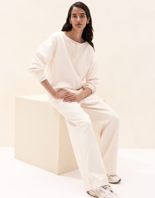 Plush Cord Boxy Henley Top