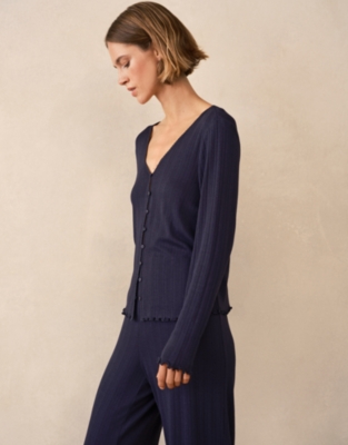 Pointelle Button Through Henley PJ Top 