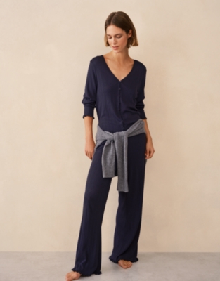Pointelle Button Through Henley PJ Top 