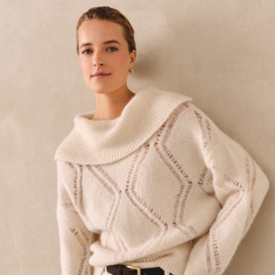 Pointelle Detail Jumper with Alpaca