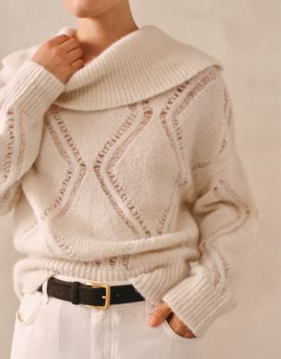 Pointelle Detail Jumper with Alpaca