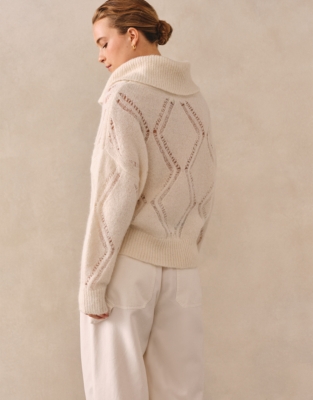 Pointelle Detail Jumper with Alpaca