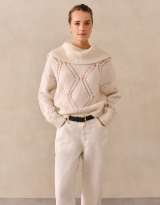 Pointelle Detail Jumper with Alpaca