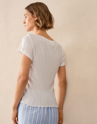Pointelle Scoop Neck PJ Top - Ivory
