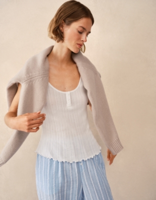 Pointelle Scoop Neck PJ Top - Ivory