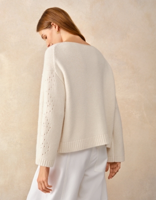 Pointelle Sleeve Jumper with Wool