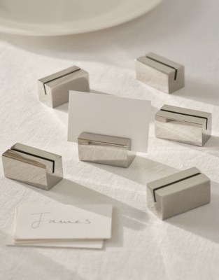 Polished Steel Card Holders – Set of 6