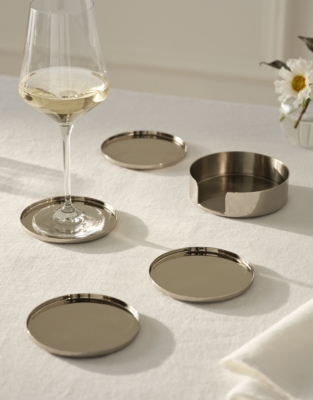 Polished Steel Coasters – Set of 4