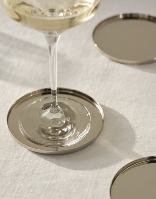 Polished Steel Coasters – Set of 4