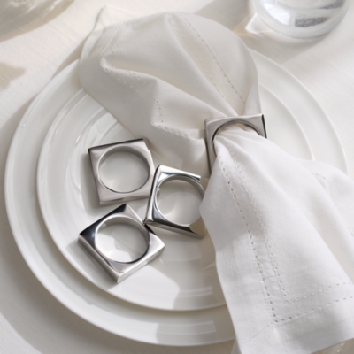 Polished Steel Napkin Rings – Set of 4
