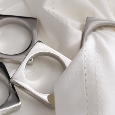 Polished Steel Napkin Rings – Set of 4