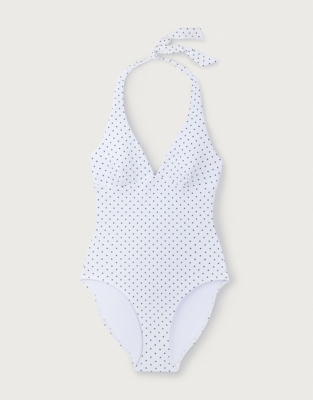 Polka Dot Halter Neck Swimsuit Swimwear & Beachwear The White