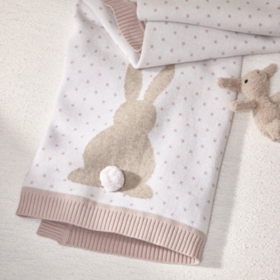 Pom Bunny Intarsia Blanket