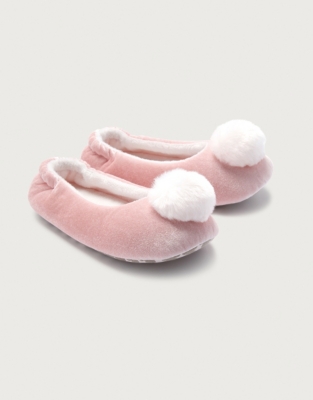 white pom pom slippers