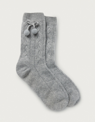 olie Skibform Lav vej Pom-Pom Socks with Cashmere | Slippers, Socks & Sleep Accessories | The  White Company UK