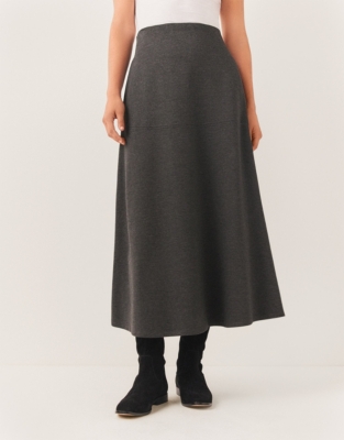 Ponte Jersey Circle Skirt - Dark Charcoal Marl