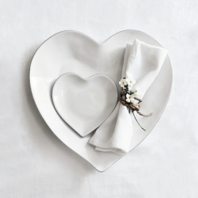 Porto Heart Dinner Plate - White