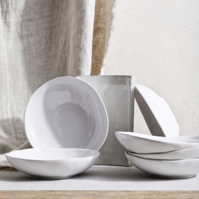 Portobello Pasta Bowls – Set of 6 - White