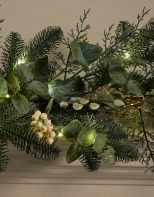 Pre-Lit Frosted Eucalyptus Garland – 250cm