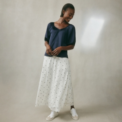 White company satin wrap sale skirt