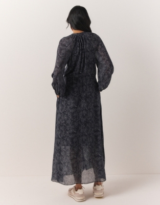 Printed Textured Midi Dress