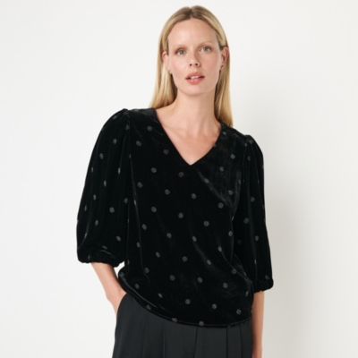 Printed Velvet Blouse with Silk